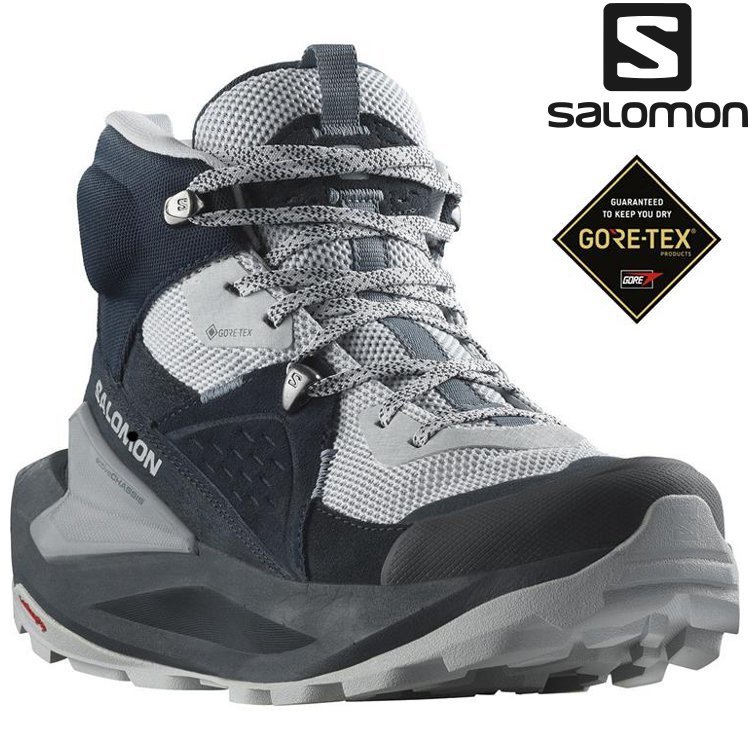 Salomon ELIXIR Goretex 女款 中筒防水登山鞋 L47296800 碳黑/珍珠藍/火石灰