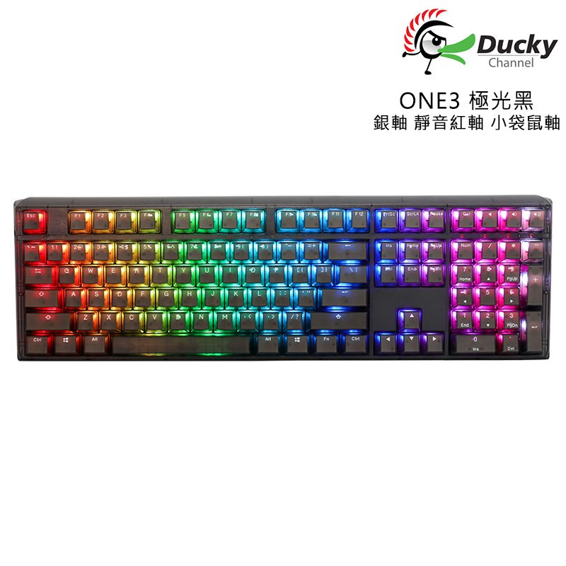 DUCKY 創傑 DKON2108ST ONE3 Aura 極光黑 中文 RGB 透光二色 108鍵 機械 鍵盤 銀軸 靜音紅軸 小袋鼠軸