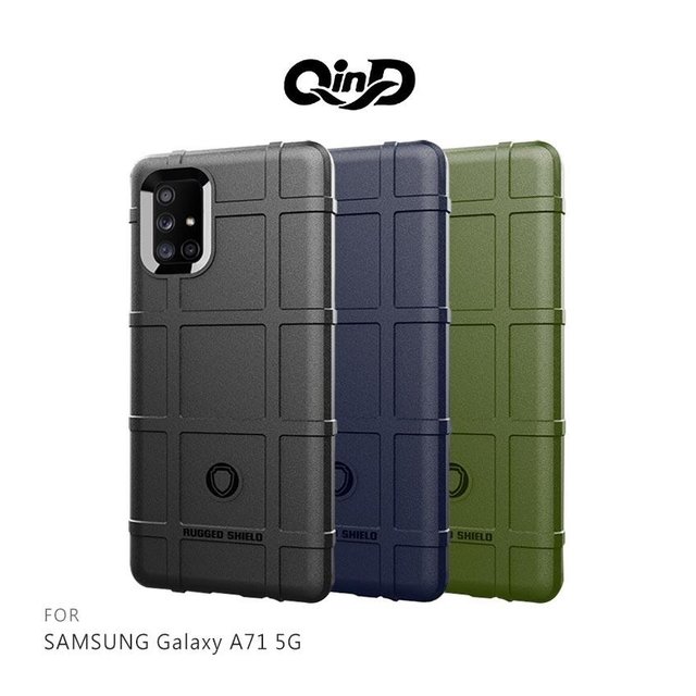 QinD SAMSUNG Galaxy A71 5G戰術護盾保護套 背蓋式 手機殼 鏡頭加高【出清】
