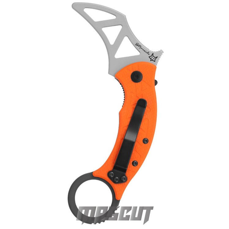 宏均-FOX KNIVES Karambit MARCAIDA TRIBAL K OR / 安全練習刃 .橘色G10手柄 -折刀 / AJ-1098 FX-802 TK