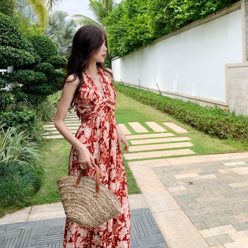 長裙 2023夏季連身裙異域風情復古風波西米亞沙灘裙子洋裝泰國度假