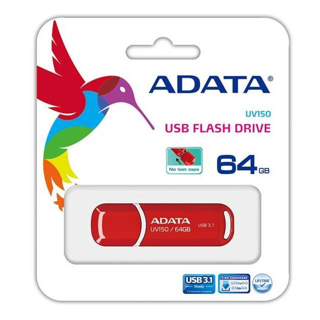 【1768購物網】威剛 UV150/64G USB3.2行動碟(紅色) ADATA (捷元 G5567) 隨身碟