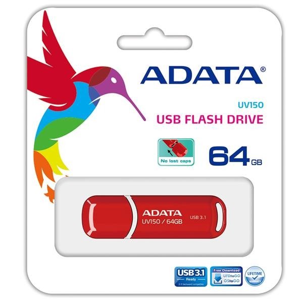 【1768購物網】威剛 UV150/64G USB3.2行動碟(紅色) ADATA (捷元 G5567) 隨身碟