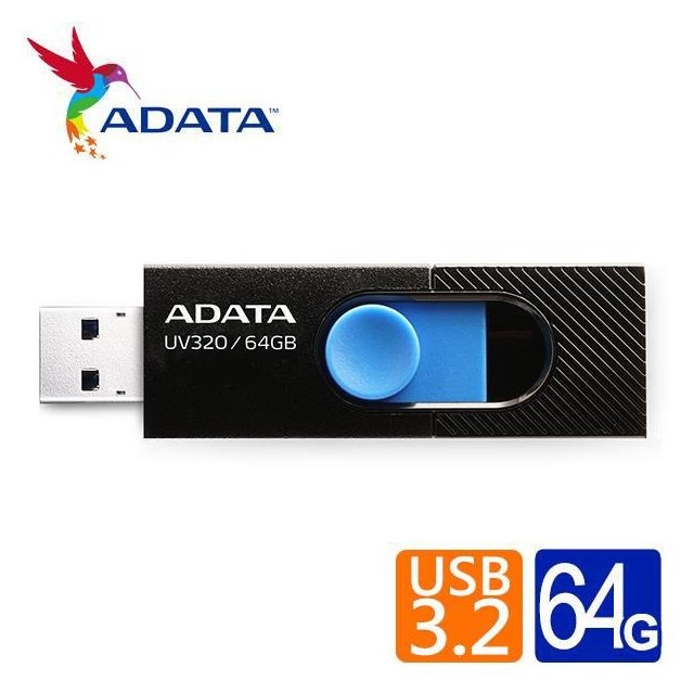 【1768購物網】威剛 UV320/64GB USB3.2隨身碟(黑) ADATA (捷元 J0018683)