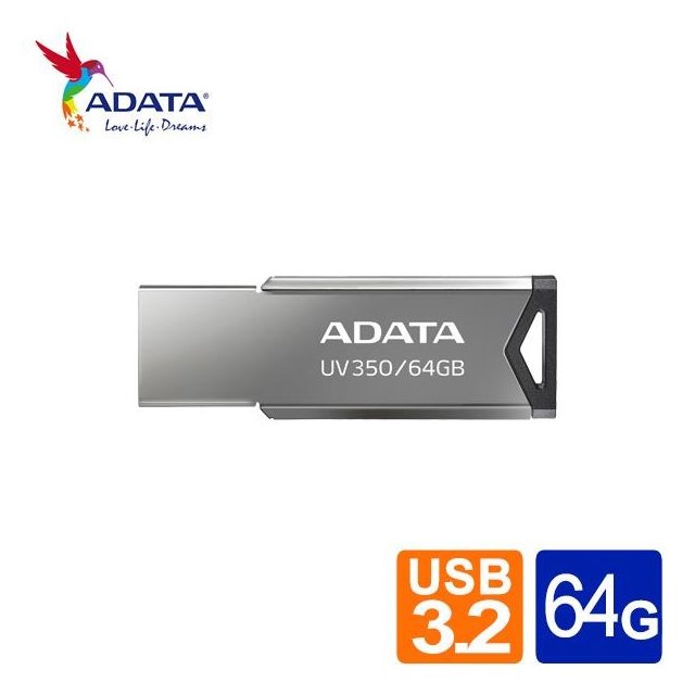 【1768購物網】威剛 UV350 64GB USB3.2金屬隨身碟 ADATA (捷元 J0029442)