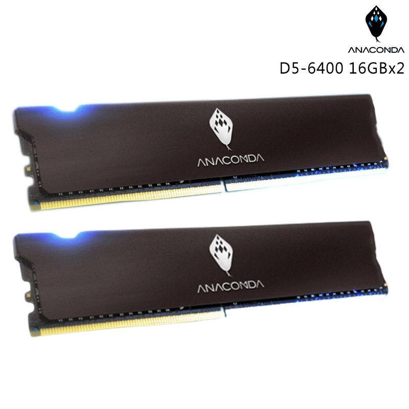 ANACOMDA 巨蟒 KingSnake 黑王蛇 DDR5 6400 32GB (16GBx2) CL46 雙通道 桌上型記憶體 黑色散熱片