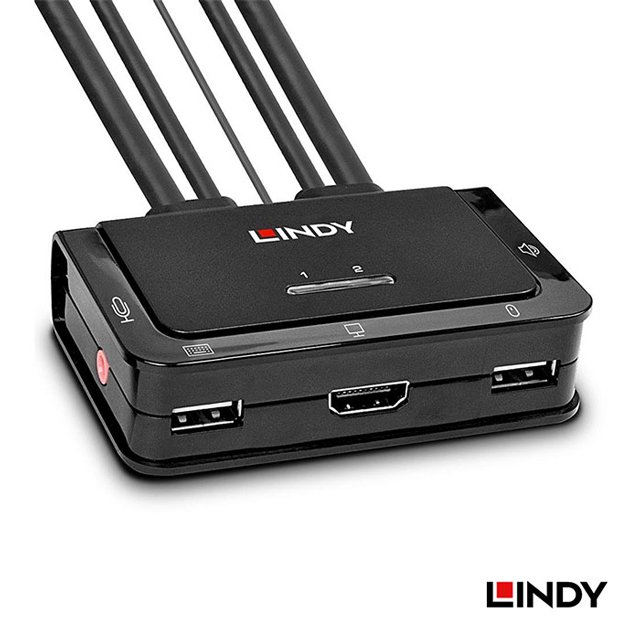 【免運 】LINDY 林帝 2埠HDMI2.0 TO HDMI2.0 帶線KVM 切換器 (42345)