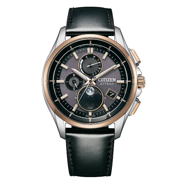 CITIZEN 星辰 GENT'S 系列 BY1004-17X 月相超級鈦光動能電波皮帶手錶/ 黑41.5mm