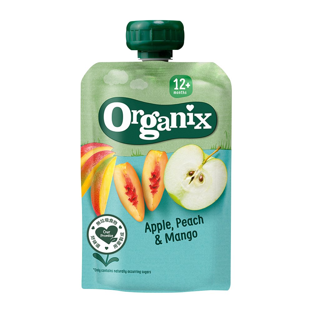 寶寶果泥 寶寶副食品 英國Organix 水果纖泥-蘋果蜜桃芒果100g