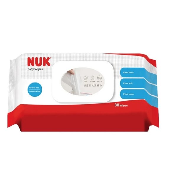德國 NUK濕紙巾含蓋80抽X1包(2888600000815) 60元(超商最多7包)