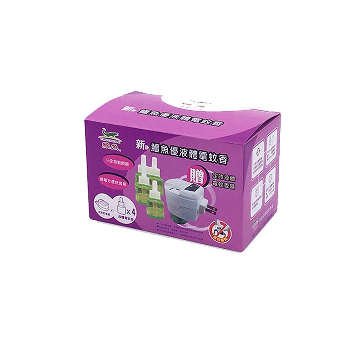 鱷魚優液體電蚊香補充罐46mlX4入送定時電蚊香器 紫盒
