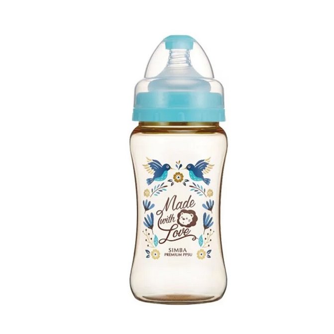 Simba小獅王辛巴桃樂絲PPSU寬口雙凹中奶瓶270ml (S61621蜂鳥藍)390元