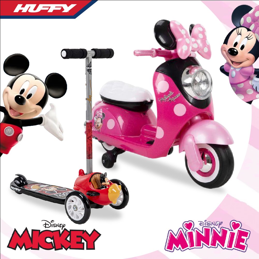 【HUFFY】Disney正版授權經典角色組(米妮電動車+米奇3輪滑板車)