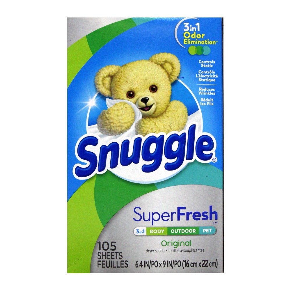 【易油網】SNUGGLE 熊寶貝 烘衣柔軟片(超級清新香) 藍色 105片 #46310
