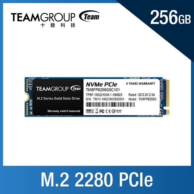 TEAM十銓 MP33 256G M.2 PCI-E SSD ( TM8FP6256G0C101 ) 內接固態硬碟(SSD)
