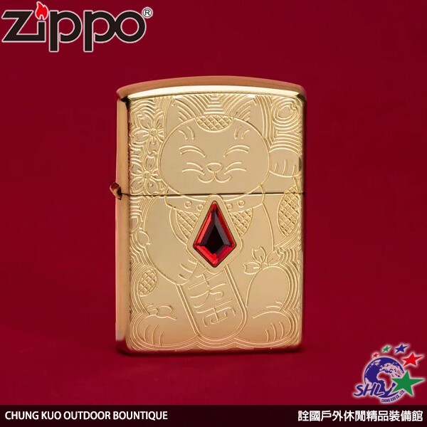 【詮國】Zippo (ZP755) 美系經典 招財貓紅鑽 / 49802