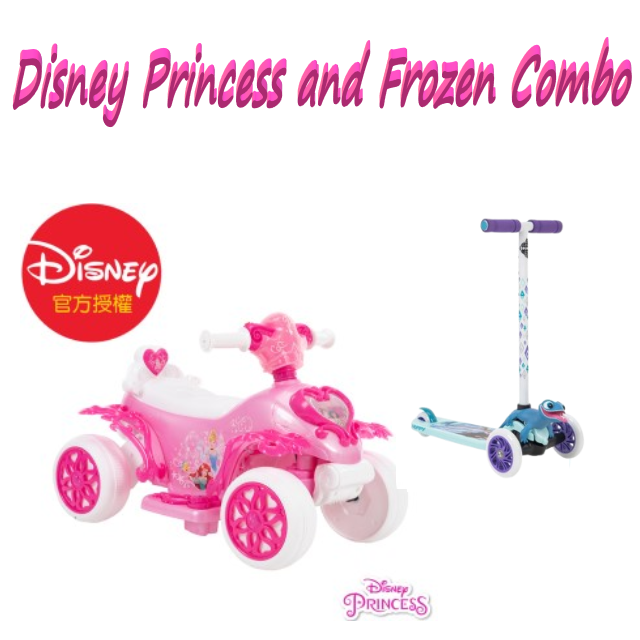 【HUFFY】Disney正版授權公主泡泡冰雪滑板組(公主泡泡車+冰雪3輪滑板車)