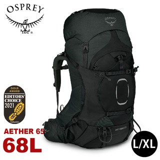 【OSPREY 美國 男 AETHER 65 專業登山背包《黑L/XL》68L】雙肩背包/行李背包/健行/打工度假