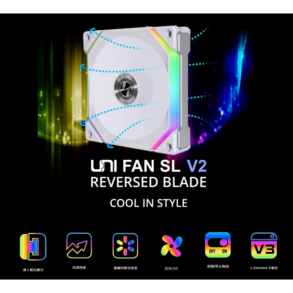 聯力 UNI FAN SL120 V2 12公分積木風扇/反向葉片(黑/白)二色可以選