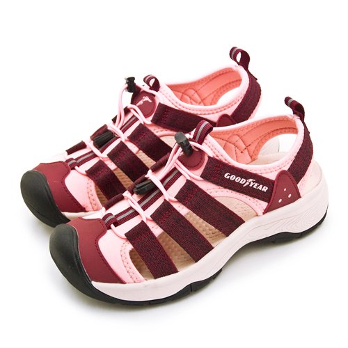 【GOOD YEAR】固特異透氣輕便護趾織帶運動涼鞋 盛夏探險系列 紅粉棕 32602 女