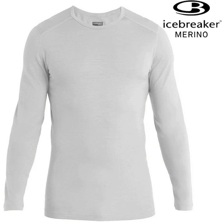 Icebreaker Oasis BF200 男款 素色圓領長袖上衣/美麗諾羊毛排汗衣 104365 568 灰白