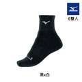 【MIZUNO 美津濃】女運動厚底短襪 6雙入 32TXA10191Q（黑x白）