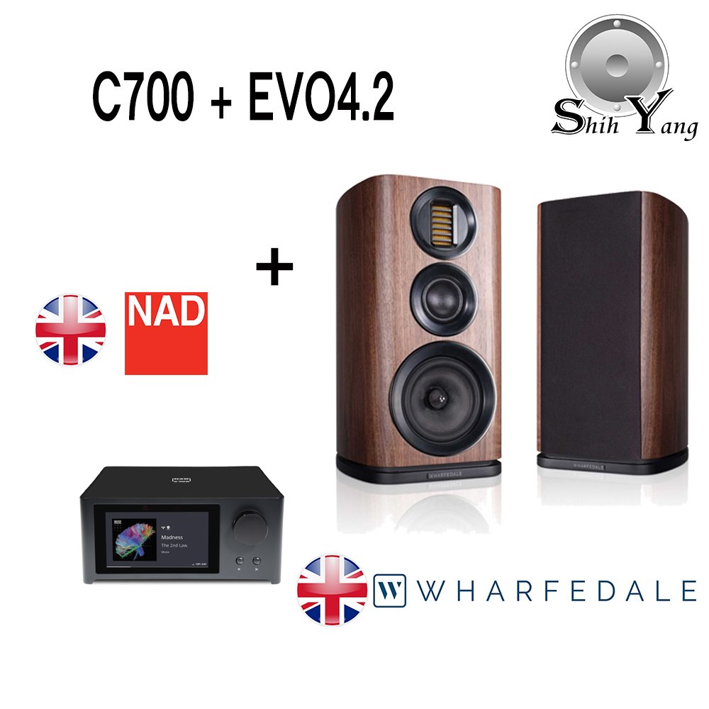可試聽 NAD C700 串流綜合擴大機 +Wharfedale 英國 EVO 4.2 書架型喇叭