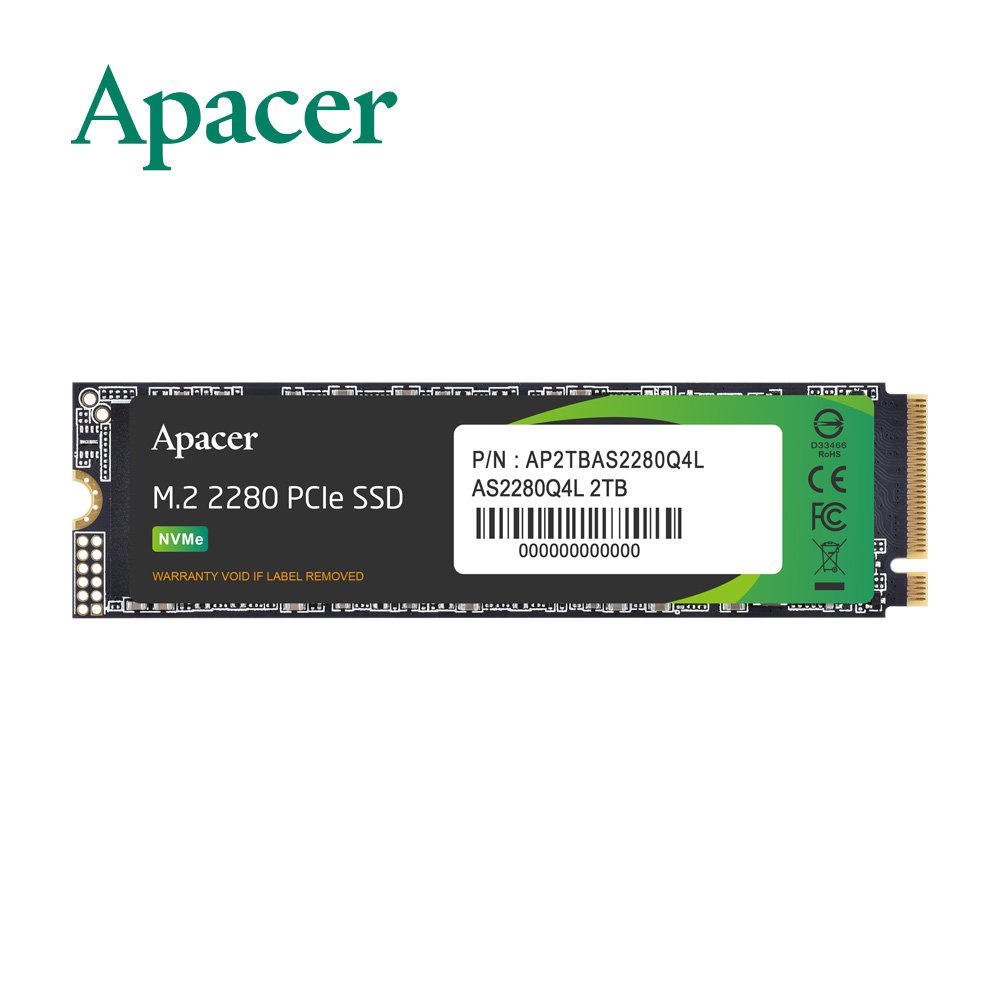 Apacer AS2280Q4L-2TB M.2 PCIe固態硬碟(3年保)/