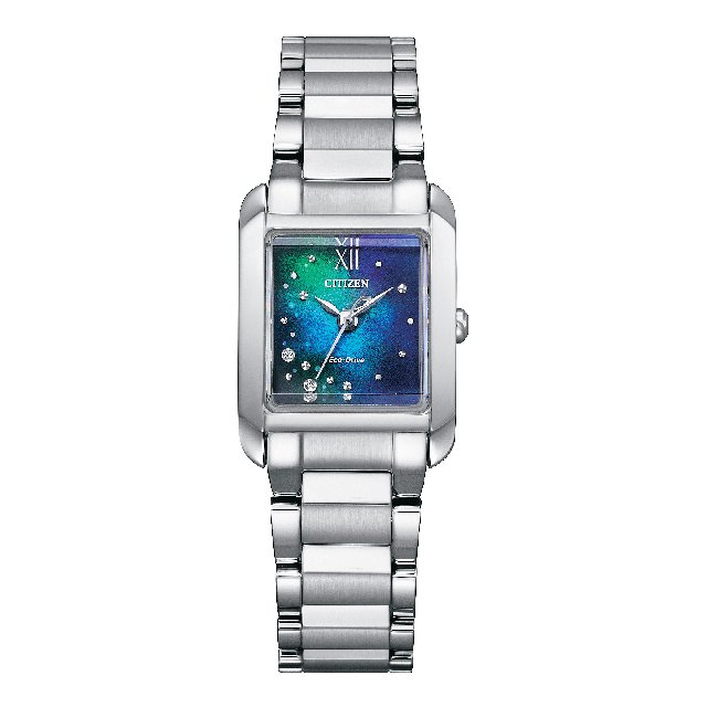CITIZEN星辰錶 EW5591-60L千彩之海限定款女士方形時尚腕錶 21.5 x 28.4mm
