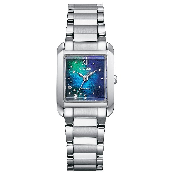 CITIZEN星辰錶 EW5591-60L千彩之海限定款女士方形時尚腕錶 21.5 x 28.4mm