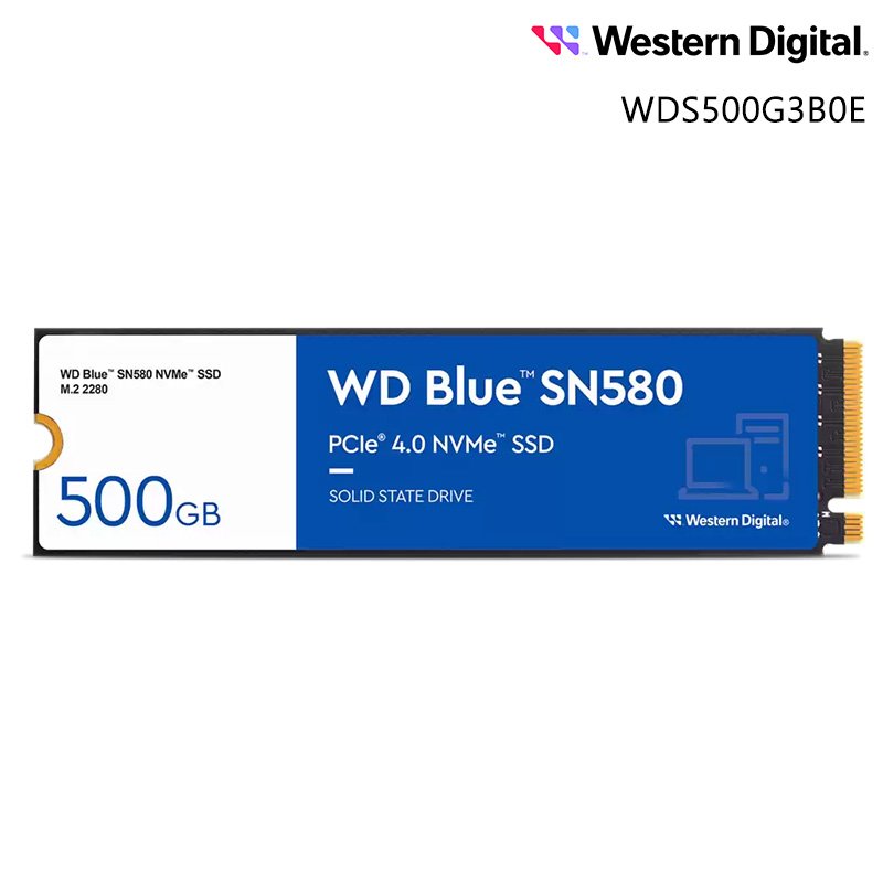 WD 威騰 藍標 BLUE SN580 500GB M.2 PCIe Gen4 SSD 固態硬碟 WDS500G3B0E