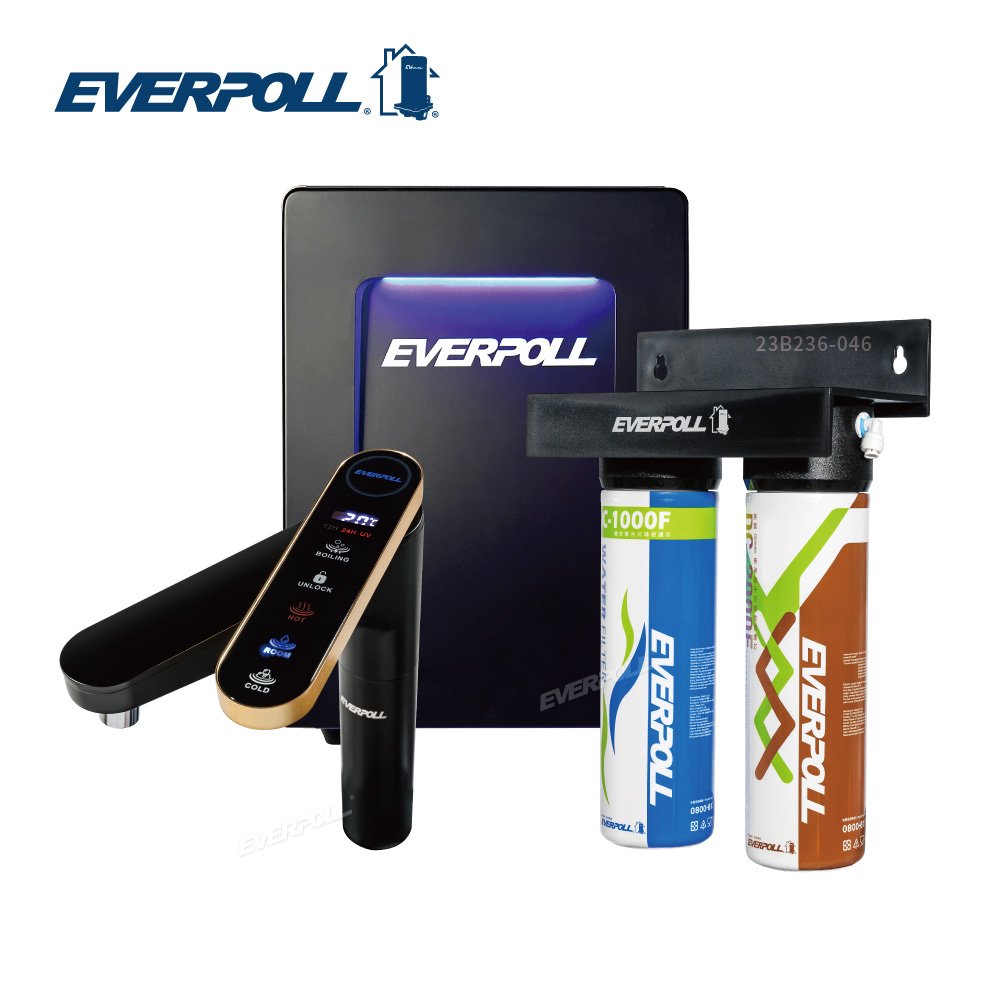 EVERPOLL EVB-398智能廚下型三溫UV觸控飲水機 搭DCP-3000HA經典複合淨水器 EVB398