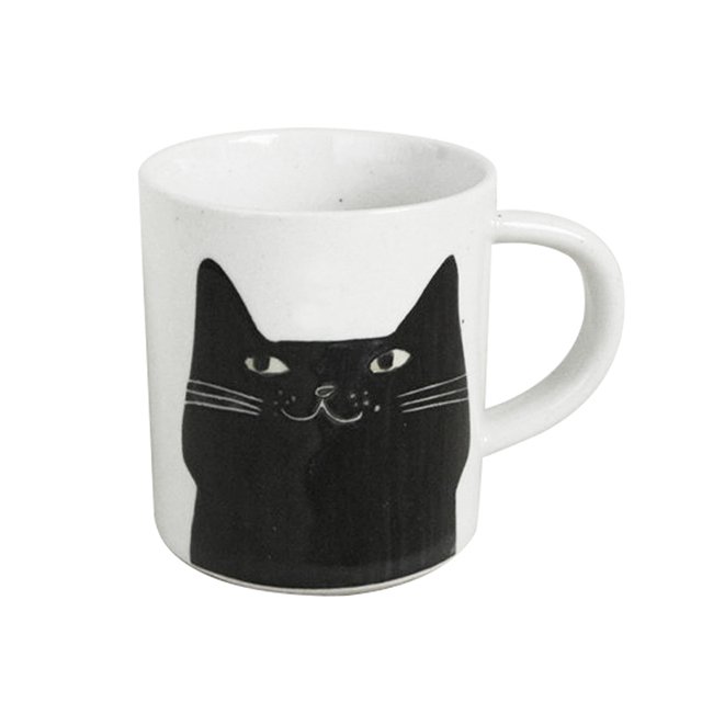 【日本美濃燒】極簡黑貓馬克杯 奶茶杯 咖啡杯 水杯-丹尼先生日式雜貨舖