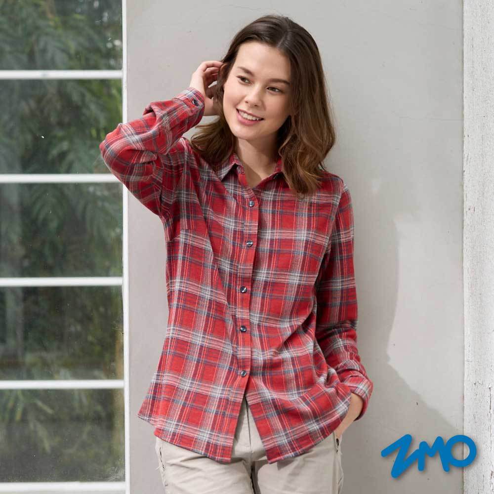 ZMO 24 女工匠紅喀什米爾羊絨混紡保暖長袖格紋襯衫︱ HS860