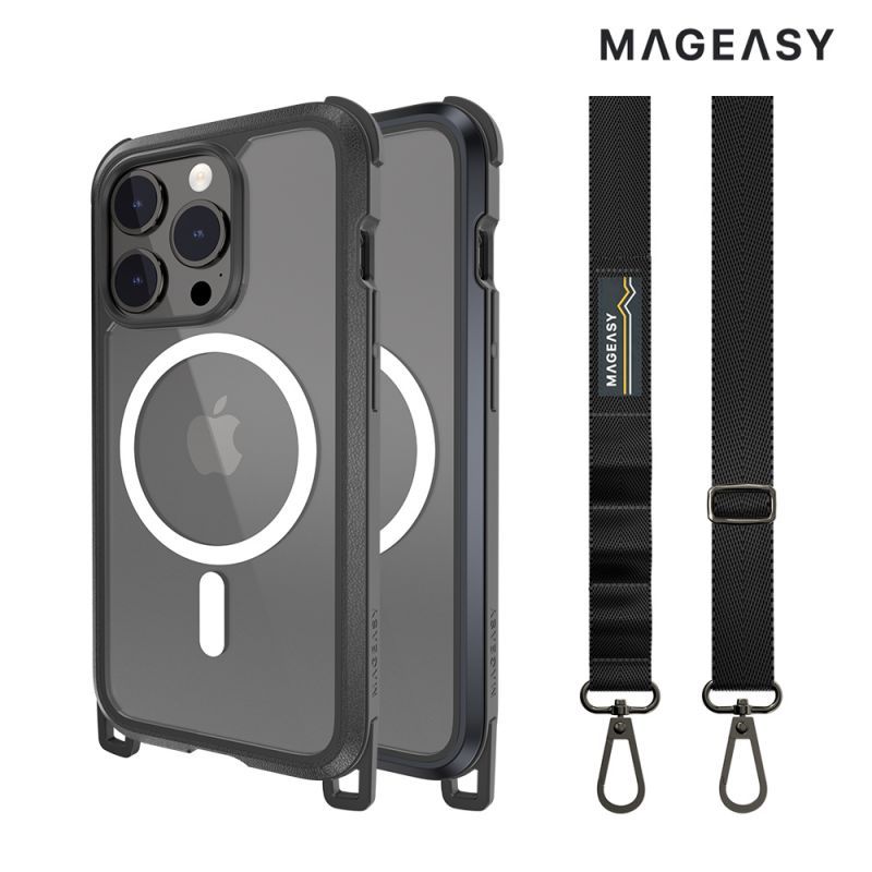 【預購】手機殼 防摔殼 MAGEASY Apple iPhone 15 Pro Max Odyssey M + Strap 保護殼【容毅】