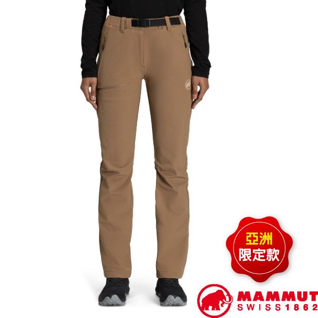 【MAMMUT 長毛象】女 Yadkin 2.0 SO Pants AF  日系保暖軟殼褲.防潑水保暖長褲(附腰帶).登山褲/彈性透氣.SOFtech/1021-01220-7494 深沙褐