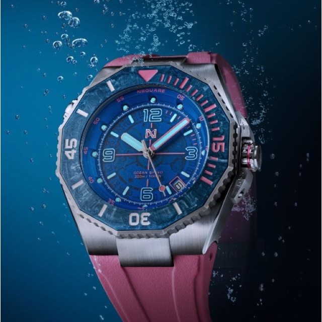 【NSQUARE】OCEAN SPEED粉色瑞士自動機芯腕錶