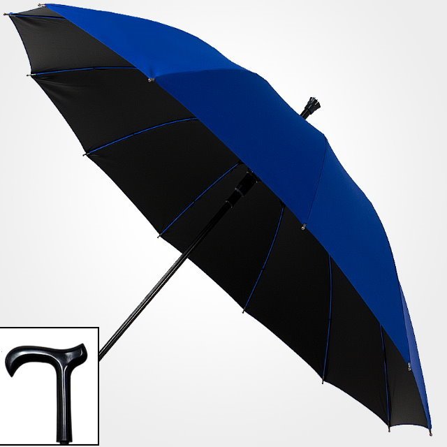 買一送一【拐杖傘 大雨傘】 大真好黑膠無敵傘(拐杖握把) 大傘面 12支直骨自動直傘【蓁蓁大賣場】