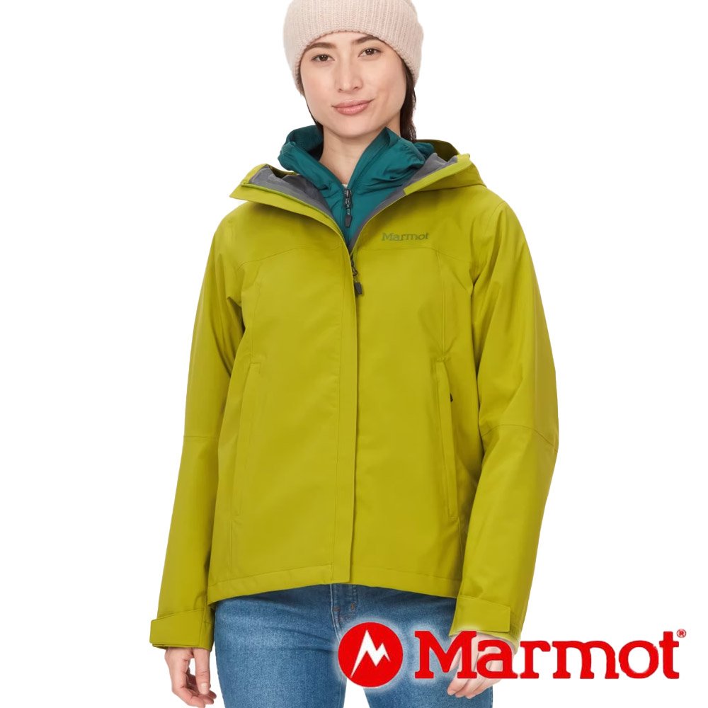 【Marmot】女單件式防水連帽外套『香菜綠』M12389 戶外 休閒 登山 露營 保暖 禦寒 防風
