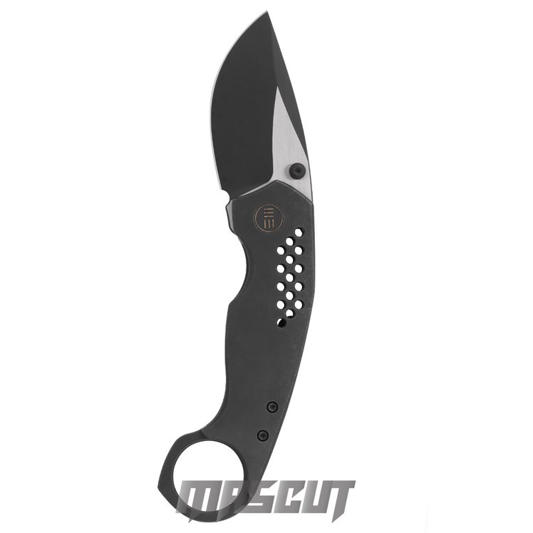 宏均-WE KNIFE ENVISAGE Front Flipper Karambit 爪刀 石洗黑色鈦柄 CPM-20CV鋼 雙色刃-折刀 / AN-WE #WE22013-2