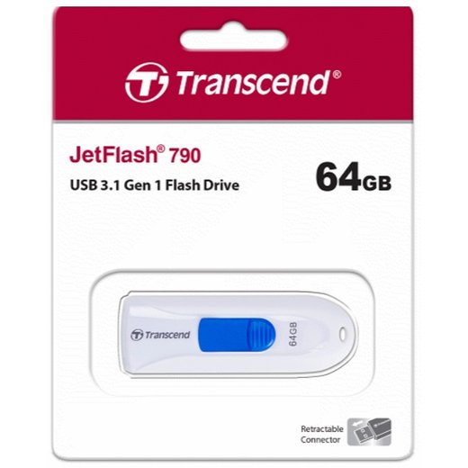 【1768購物網】TRANSCEND JetFlash790 64GB 隨身碟(白) 創見隨身碟 (精技) TS64GJF790W (JF790)