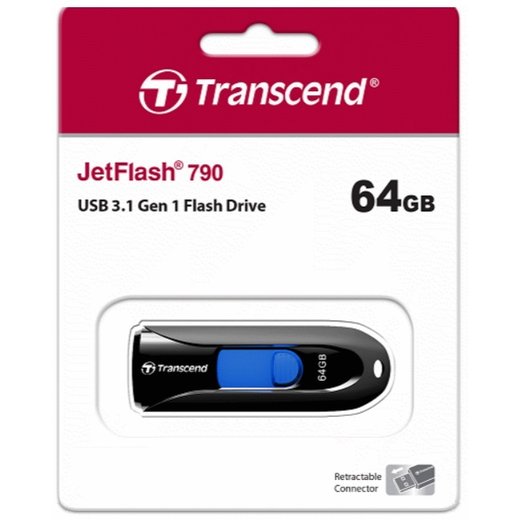 【1768購物網】TRANSCEND JetFlash790 64GB 隨身碟(黑) 創見隨身碟 (精技) TS64GJF790K (JF790)
