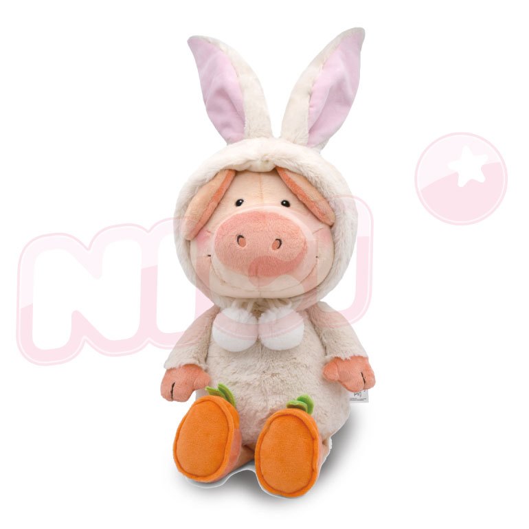[91403]NICI 40cm兔子裝小豬威比坐姿玩偶