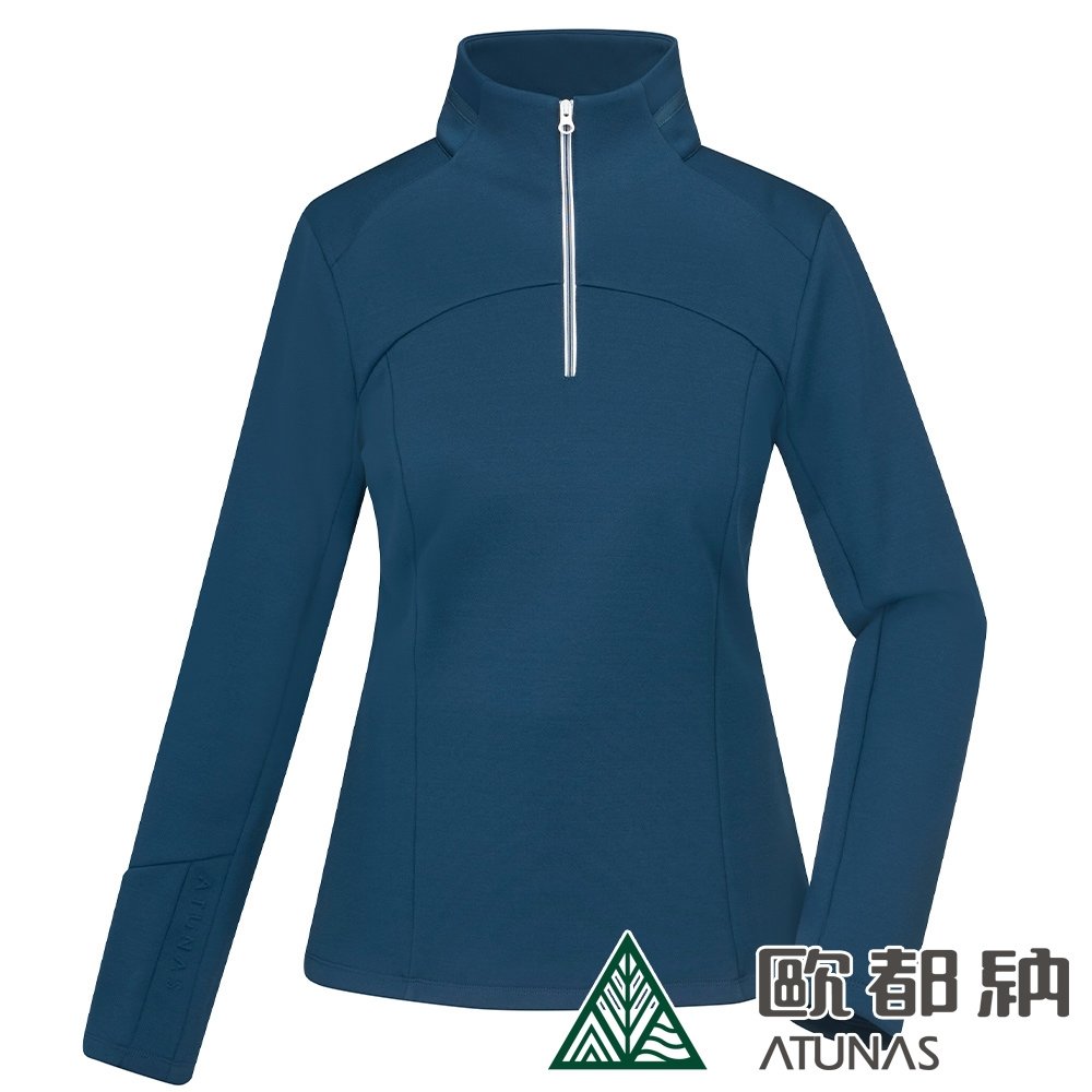 ATUNAS 歐都納女款SOLAR-FLEECE長袖拉鍊衫A1PS2336W藍綠/保暖刷毛/中層衣