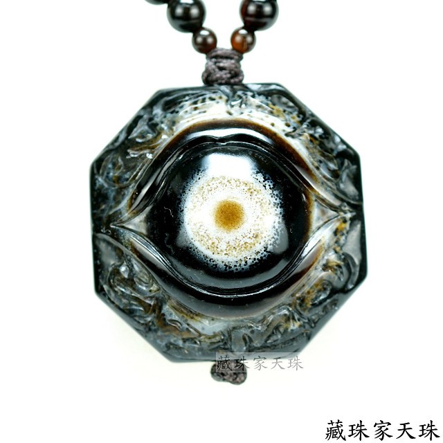 《藏珠家天珠》精品41mm財咒天眼+兩儀八卦天眼天珠項鍊