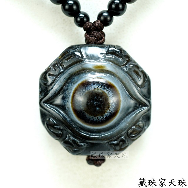 《藏珠家天珠》31mm財咒天眼+兩儀八卦天眼天珠項鍊