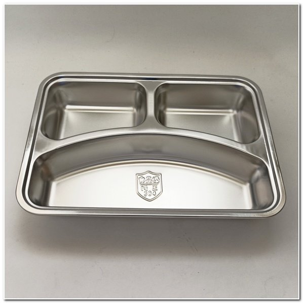 不鏽鋼快餐盤 分格餐盤 304食品級不鏽鋼餐盤 分格 員工餐盒 三格學生快餐盤