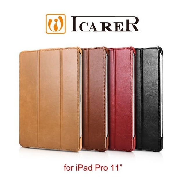 ICARER 復古系列 iPad Pro 11 三折站立 手工真皮皮套【出清】
