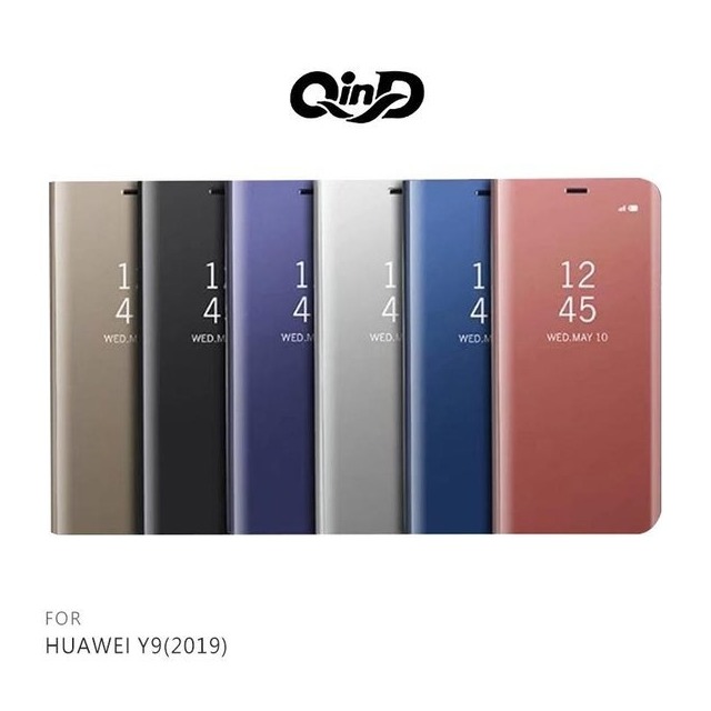 QinD HUAWEI Y9(2019) 透視皮套 保護殼 手機殼 支架 鏡面【出清】