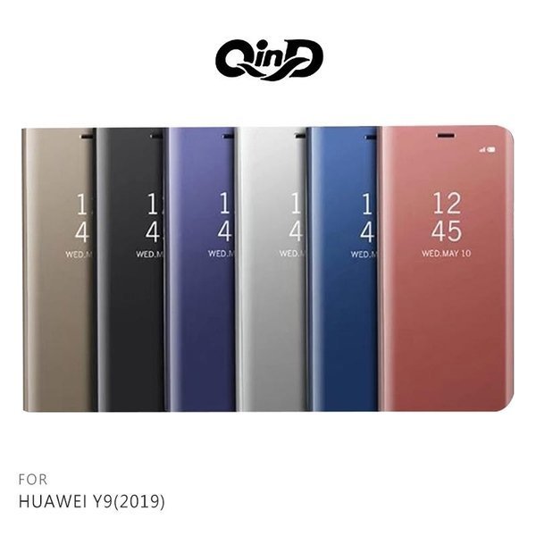 QinD HUAWEI Y9(2019) 透視皮套 保護殼 手機殼 支架 鏡面【出清】